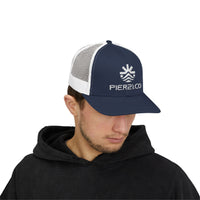 Load image into Gallery viewer, Trucker Cap — PIER &amp; CO Embroidered Logo Snapback