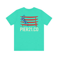 Load image into Gallery viewer, Stars, Stripes &amp; Surfboards Unisex Tee | Beachwear, Fishing Shirt,
