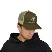 Load image into Gallery viewer, Trucker Cap — PIER &amp; CO Embroidered Logo Snapback
