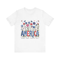 Load image into Gallery viewer, America Patriotic Floral Tee - America Bold Design, Freedom Shirt, Independence Day Apparel
