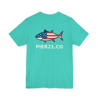 Load image into Gallery viewer, Patriotic Fish T-Shirt | USA Flag Design Tee for Summer
