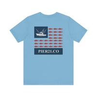 Load image into Gallery viewer, Stars, Stripes &amp; Tuna Bites Fishing Inspired Graphic Tee, Unisex Fishing Shirt
