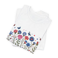 Load image into Gallery viewer, America Patriotic Floral Tee - America Bold Design, Freedom Shirt, Independence Day Apparel
