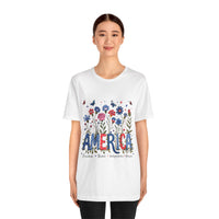 Load image into Gallery viewer, America Patriotic Floral Tee - America Bold Design, Freedom Shirt, Independence Day Apparel
