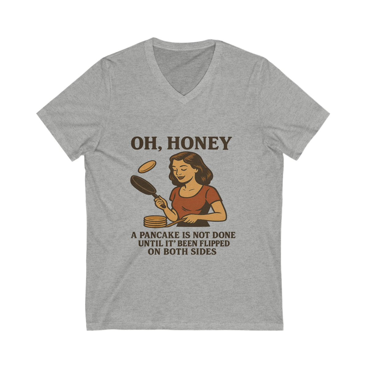 Funny Pancake Flip Lover V-Neck Tee,