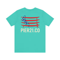 Load image into Gallery viewer, Stars, Stripes &amp; Surfboards Unisex Tee | Beachwear, Fishing Shirt,
