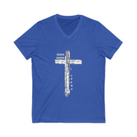 Load image into Gallery viewer, Jesus Saves, I Spend – Women&#39;s Christian V-Neck Tee
