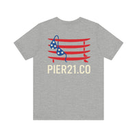 Load image into Gallery viewer, Stars, Stripes &amp; Surfboards Unisex Tee | Beachwear, Fishing Shirt,
