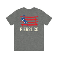 Load image into Gallery viewer, Stars, Stripes &amp; Surfboards Unisex Tee | Beachwear, Fishing Shirt,
