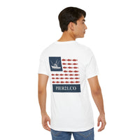 Load image into Gallery viewer, Stars, Stripes &amp; Tuna Bites Fishing Inspired Graphic Tee, Unisex Fishing Shirt
