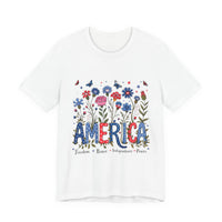 Load image into Gallery viewer, America Patriotic Floral Tee - America Bold Design, Freedom Shirt, Independence Day Apparel
