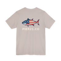 Load image into Gallery viewer, Patriotic Fish T-Shirt | USA Flag Design Tee for Summer

