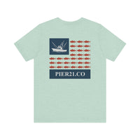 Load image into Gallery viewer, Stars, Stripes &amp; Tuna Bites Fishing Inspired Graphic Tee, Unisex Fishing Shirt
