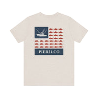 Load image into Gallery viewer, Stars, Stripes &amp; Tuna Bites Fishing Inspired Graphic Tee, Unisex Fishing Shirt
