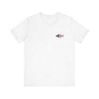 Load image into Gallery viewer, Stars, Stripes &amp; Surfboards Unisex Tee | Beachwear, Fishing Shirt,
