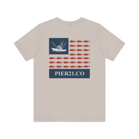 Load image into Gallery viewer, Stars, Stripes &amp; Tuna Bites Fishing Inspired Graphic Tee, Unisex Fishing Shirt
