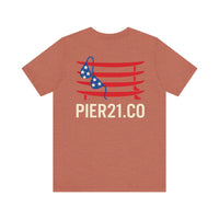 Load image into Gallery viewer, Stars, Stripes &amp; Surfboards Unisex Tee | Beachwear, Fishing Shirt,

