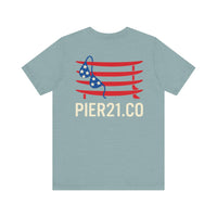 Load image into Gallery viewer, Stars, Stripes &amp; Surfboards Unisex Tee | Beachwear, Fishing Shirt,
