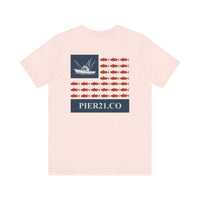 Load image into Gallery viewer, Stars, Stripes &amp; Tuna Bites Fishing Inspired Graphic Tee, Unisex Fishing Shirt
