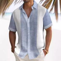 Load image into Gallery viewer, Beach Striped Shirt Short Sleeve Men
