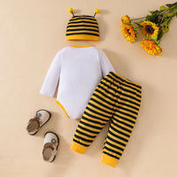 Load image into Gallery viewer, Infant Baby Clothes Sets Boys Girls Long Sleeve Cartoon Prints Romper Bodysuit Striped Pants Hat 3Pieces Outfits Baby Clothing
