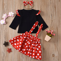Load image into Gallery viewer, Children Outfit Baby Clothing Set Girl Summer Birthday Costume Kids Dots Tops Skirt Minnie Cosplay Dress with Headband
