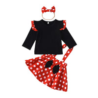 Load image into Gallery viewer, Children Outfit Baby Clothing Set Girl Summer Birthday Costume Kids Dots Tops Skirt Minnie Cosplay Dress with Headband
