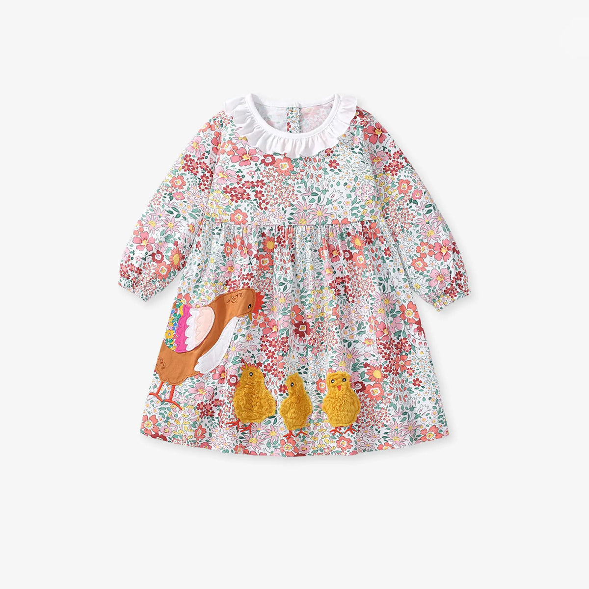Kids Clothes Dresses Children's Clothing Baby Girls 2025 Autumn Spring Cotton Long Sleeves Cartoon Flowers Princess Dresses