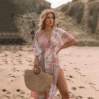 Load image into Gallery viewer, Women&#39;s Flowers Printed Dress Bohemian Irregular Beach Clothes
