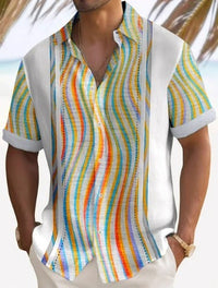 Load image into Gallery viewer, Beach Striped Shirt Short Sleeve Men
